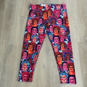 Melissa Averinos Womens Leggings Tights Large Colorful Frida Kahlo Novelty Print